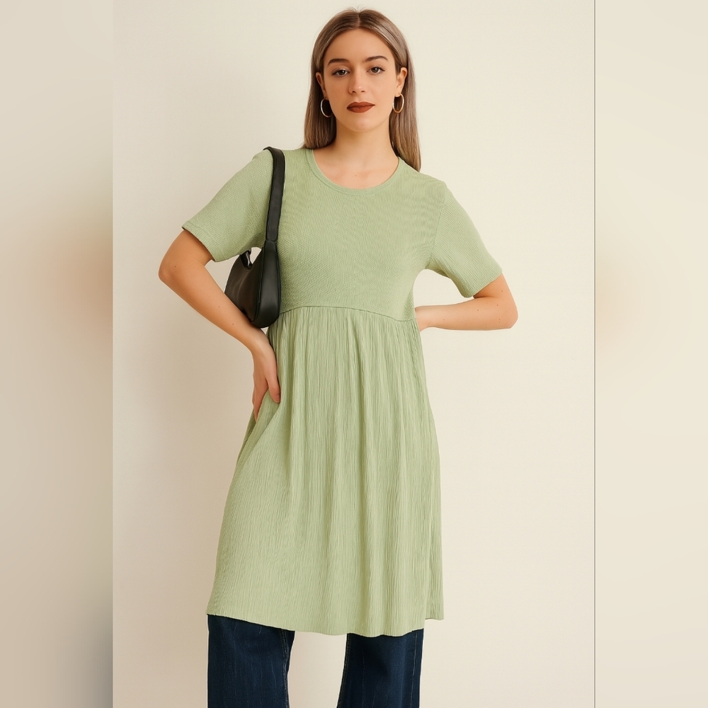 🌟7/25$ 90s FADS Mix Material Midi Dress